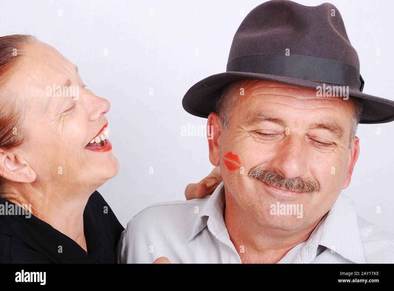 Senior couple situation in white isolated background Stock Photo