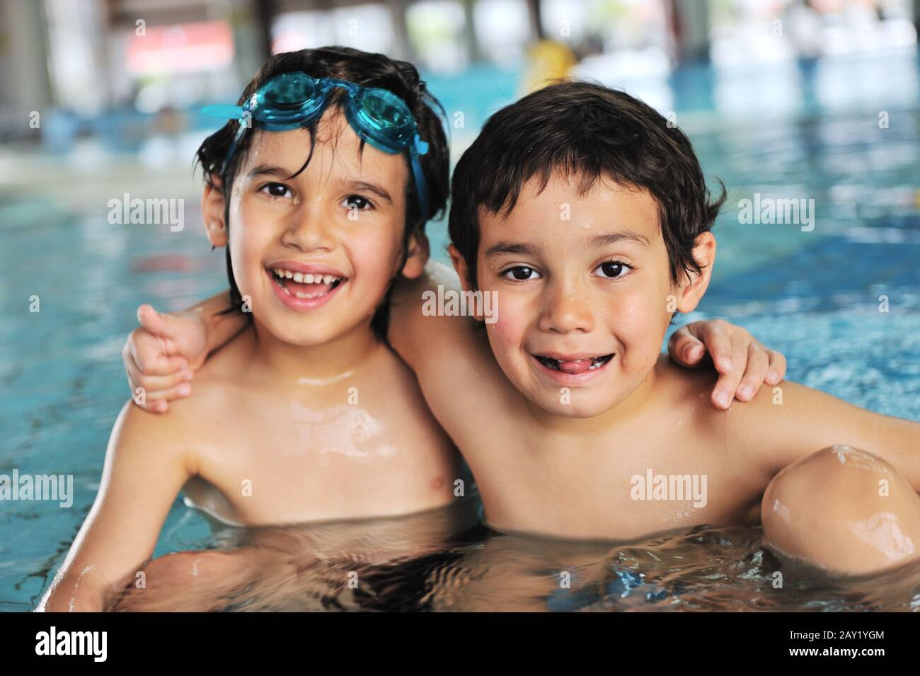 Summertime And Swimming Activities For Happy Children On The Pool Stock Photo Alamy
