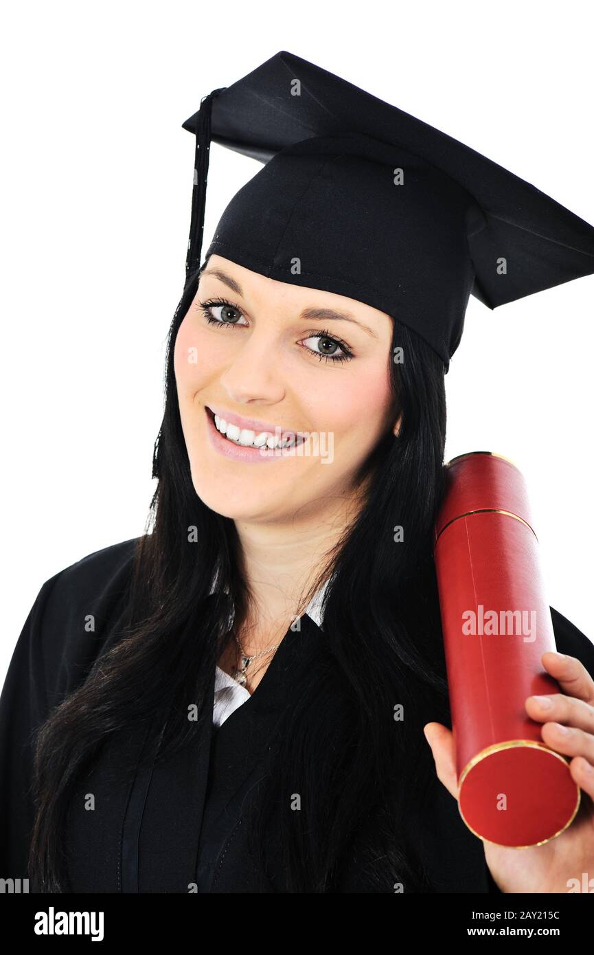 Student girl in an academic gown Stock Photo