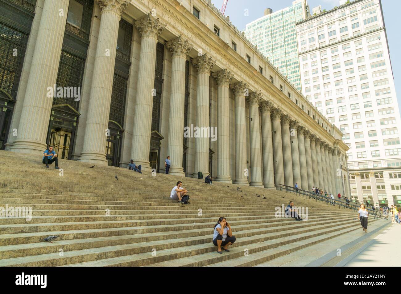 New York, USA - August 20, 2018: James A. Farley Post Office Building once held the distinction of being the only Post Office in NYC open 24/7. The bu Stock Photo