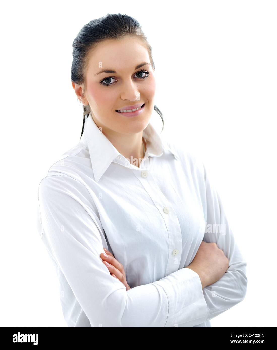 Young business woman wearing white suit Stock Photo - Alamy