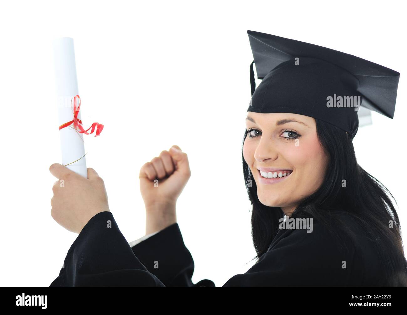 Graduate girl student in gown with diploma Stock Photo - Alamy