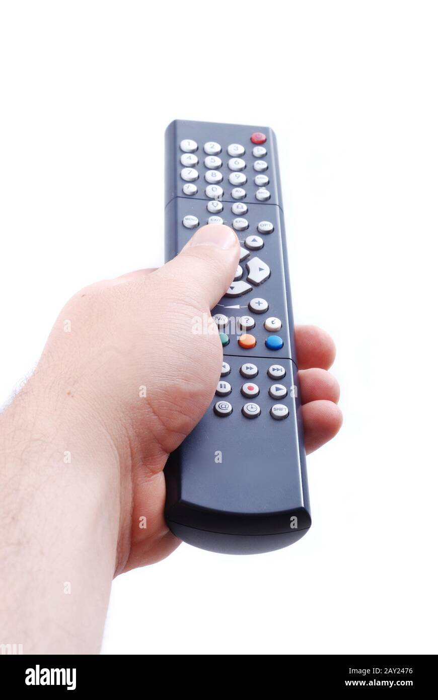 Remote control in hand Stock Photo - Alamy