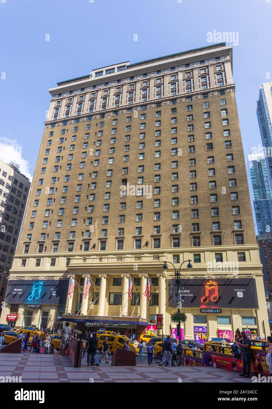 New York, USA - August 20, 2018: The Hotel Pennsylvania is a hotel located at 401 Seventh Avenue in Manhattan, New York City. It is currently the four Stock Photo