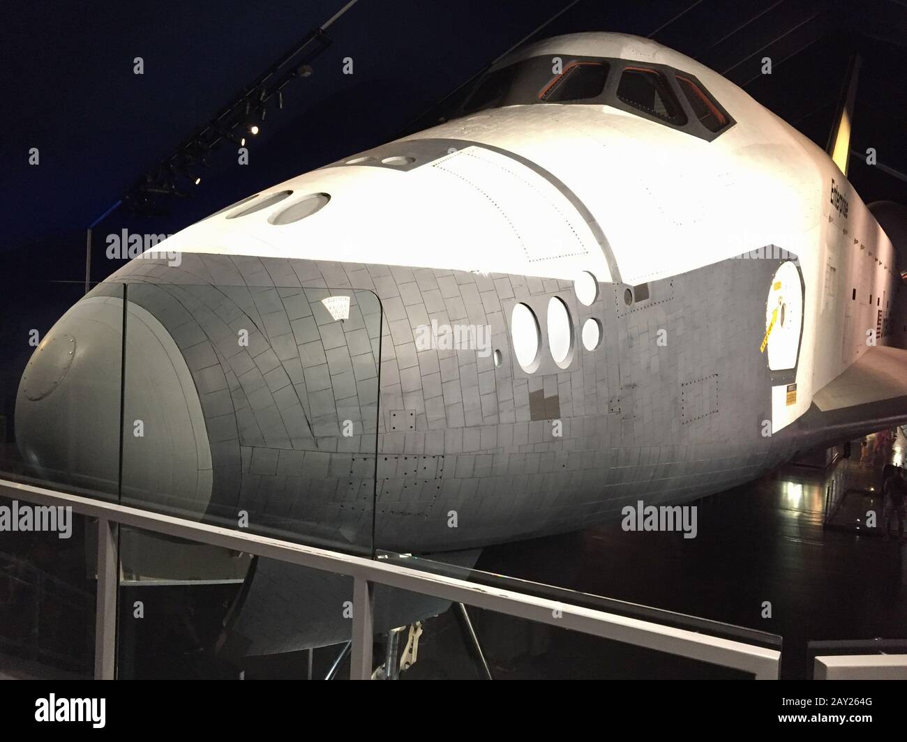 New York, USA - August 20, 2018: View of the Space Shuttle Enterprise on display at the USS Intrepid Sea, Air & Space Museum, a historic aircraft carr Stock Photo