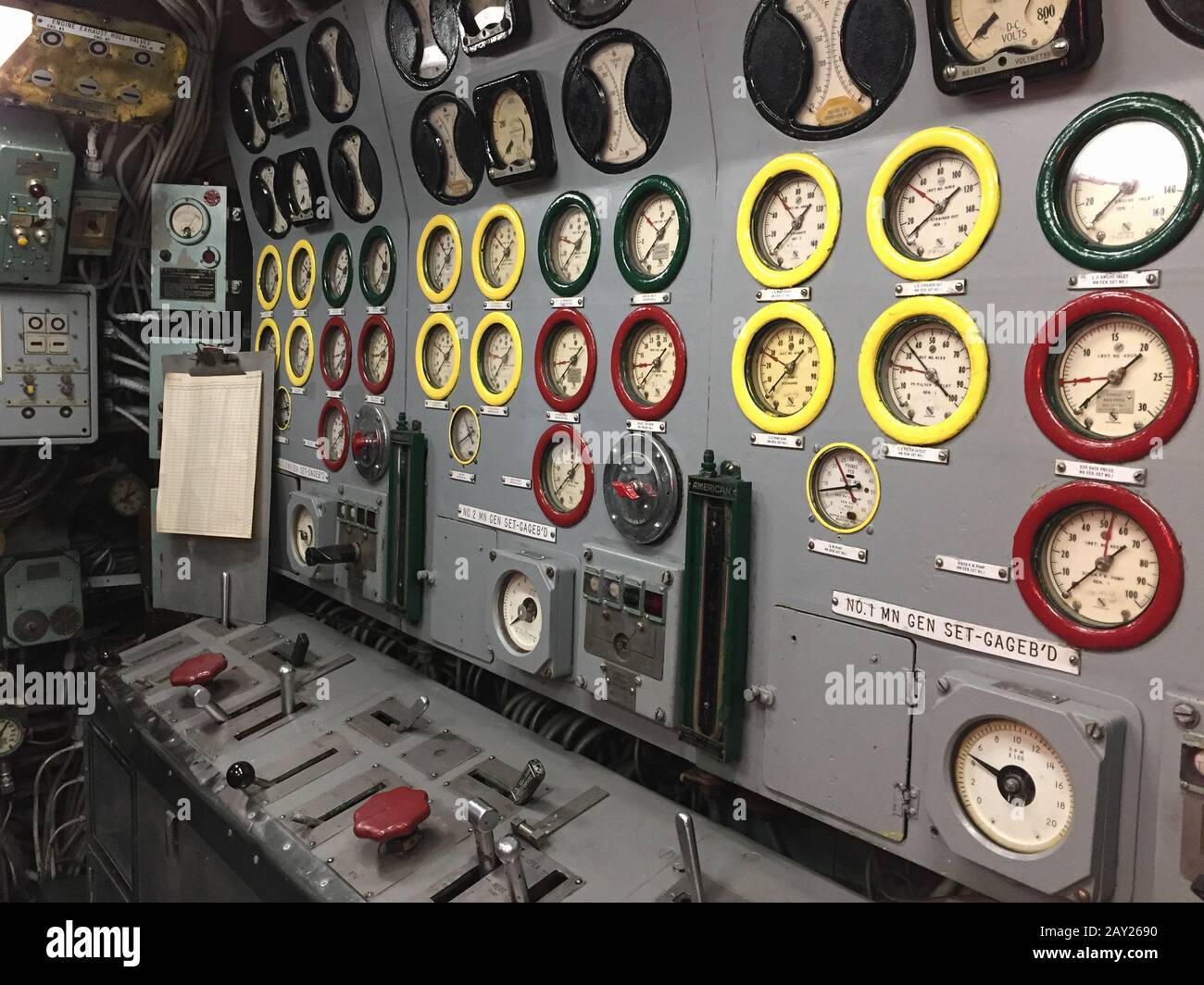 New York, USA - August 20, 2018: Interiors of the USS Growler SSG-57. Exhibit Intrepid Sea, Air and Space Museum. Stock Photo