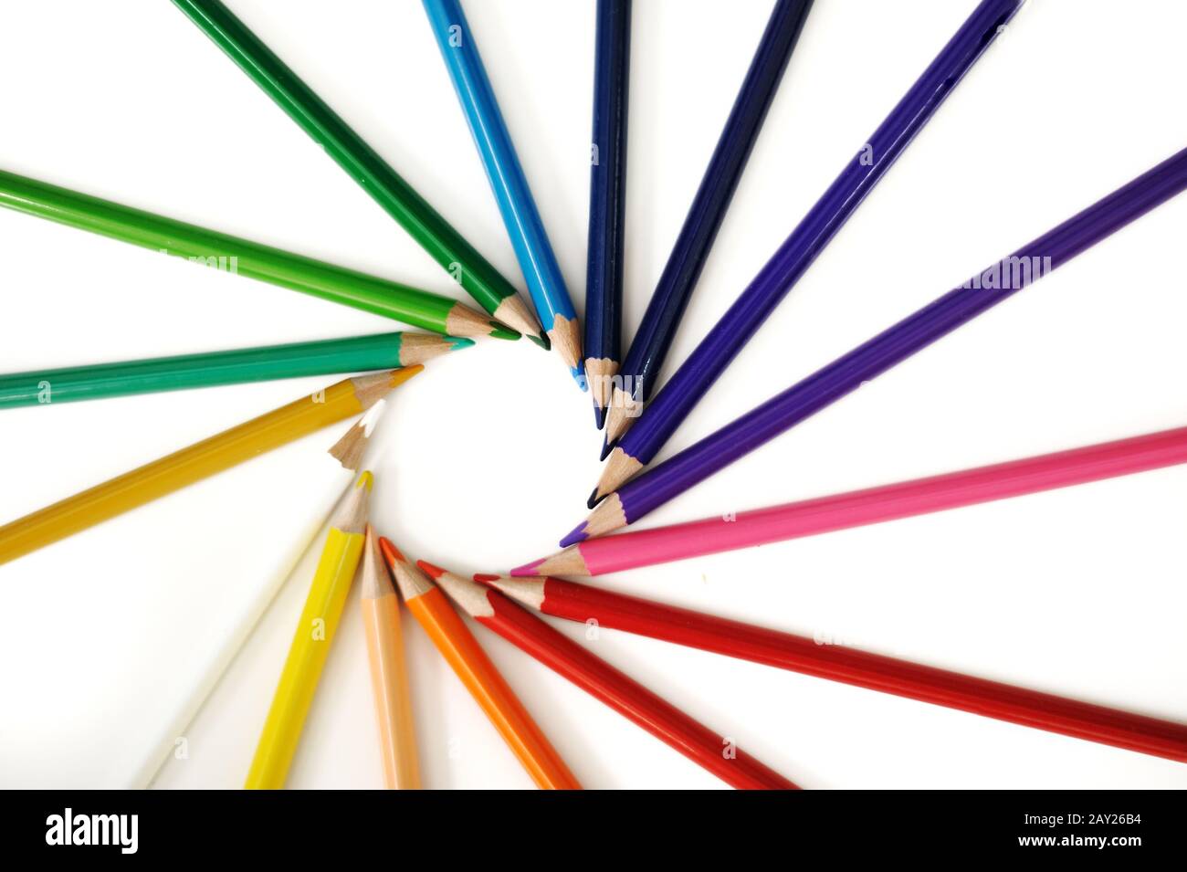 Colored pencils on white Stock Photo