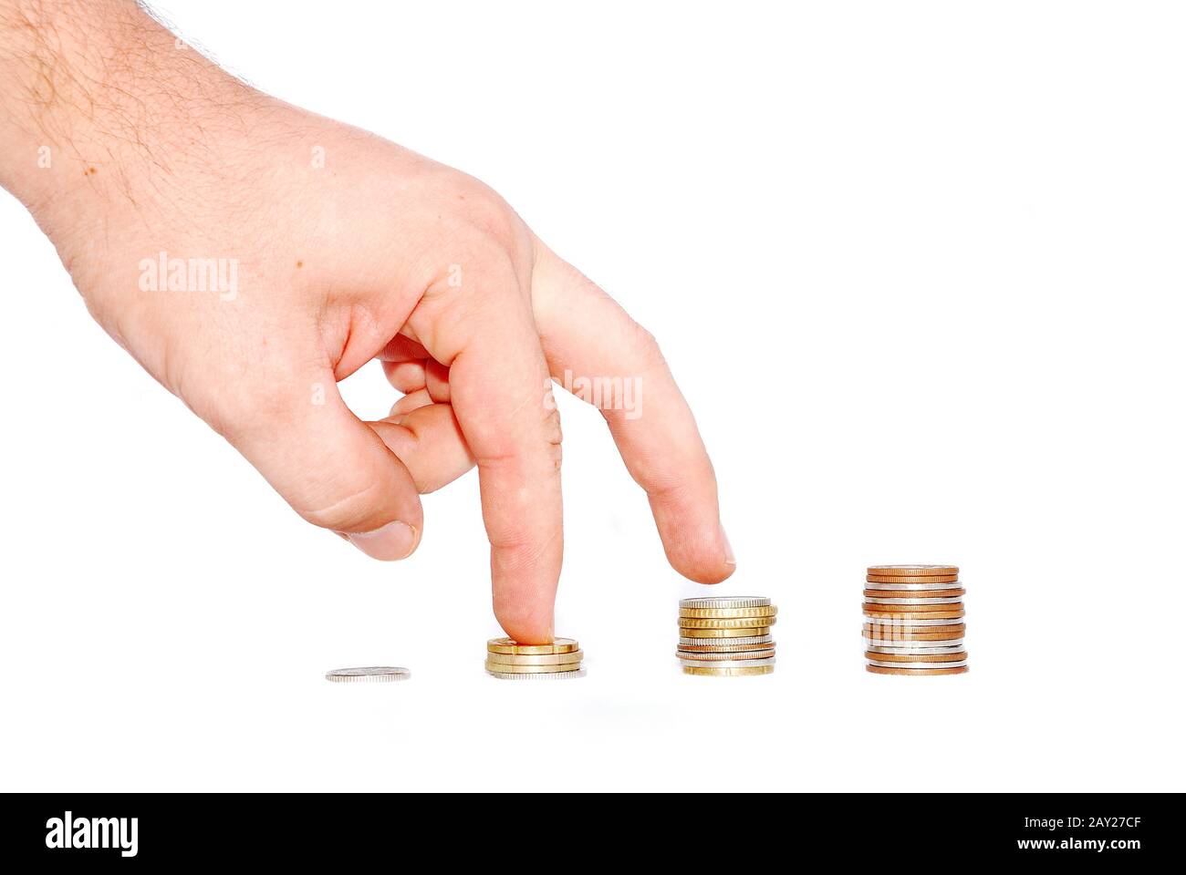 Coins on stairs hi-res stock photography and images - Alamy