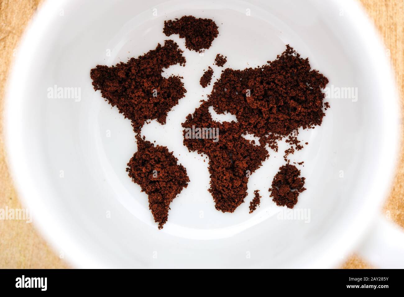 World map in coffee cup Stock Photo Alamy