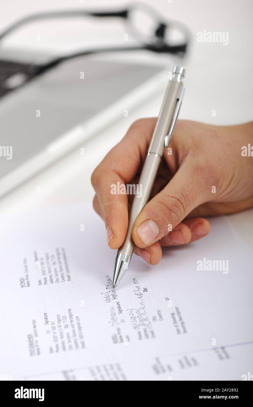 Signing a model release Stock Photo