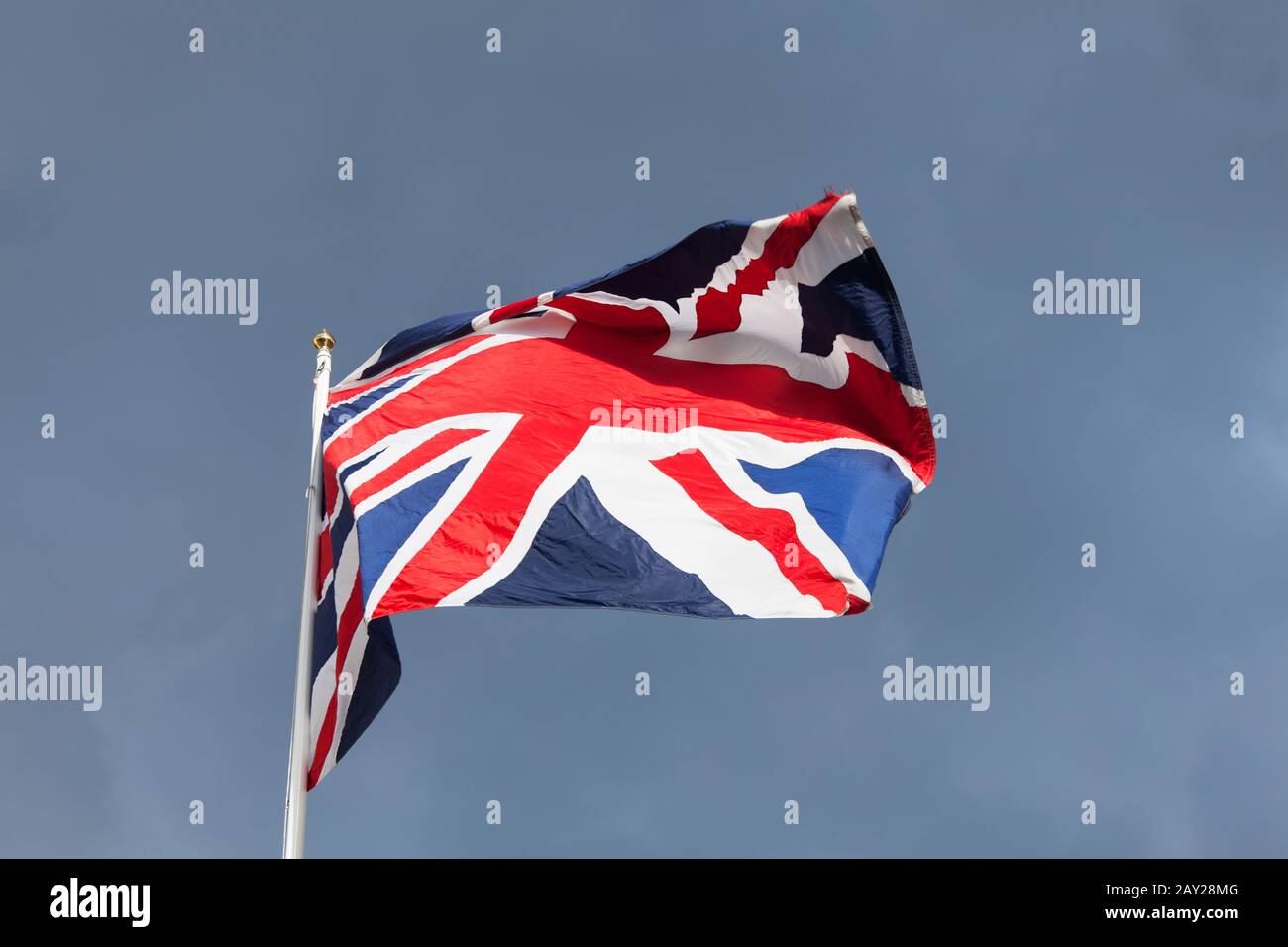 British flag in the wind Stock Photo