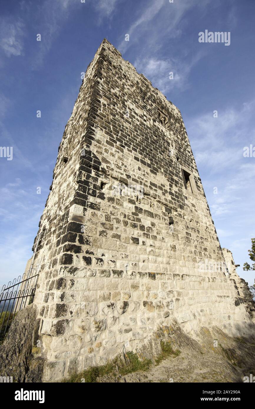 Castle-ruin Drachenfels, Siebengebirge, Koenigswin Stock Photo