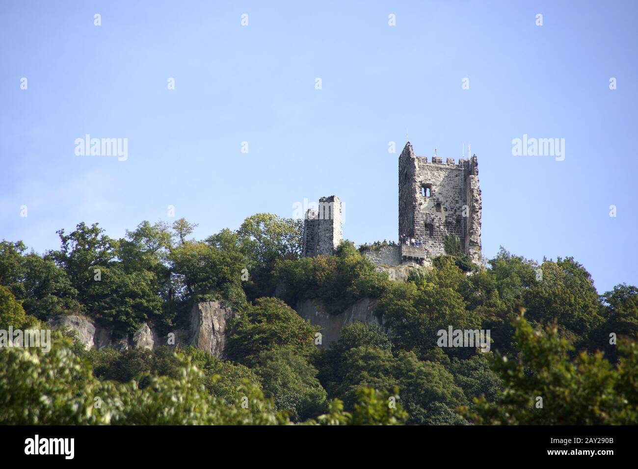 Castle-ruin Drachenfels, Siebengebirge, Koenigswin Stock Photo