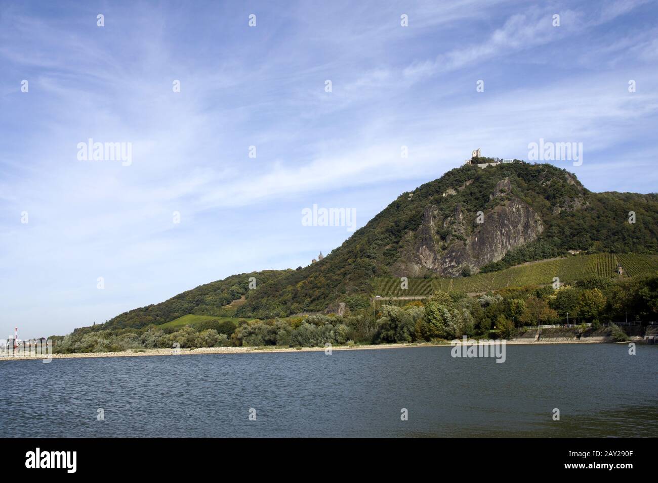 Castle-ruin Drachenfels, Siebengebirge, Koenigswin Stock Photo