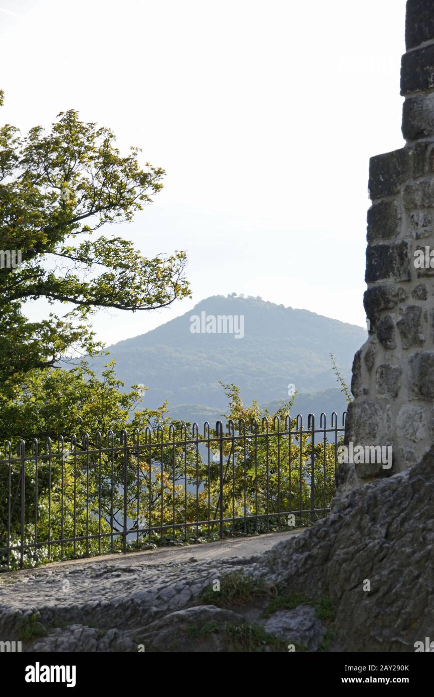 Castle-ruin Drachenfels, Siebengebirge, Koenigswin Stock Photo