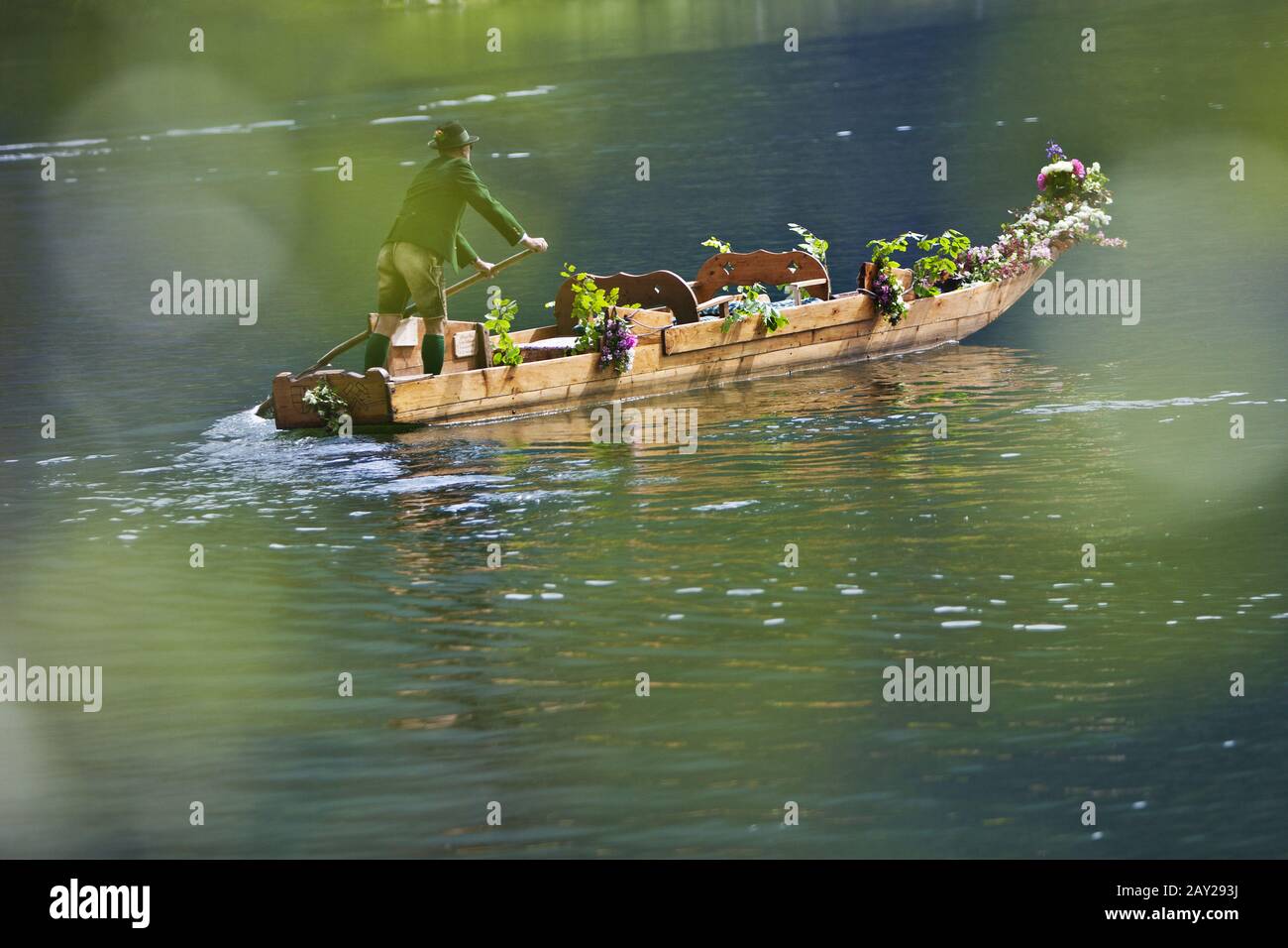 Sea procession to Corpus Christi in Hallstatt Stock Photo