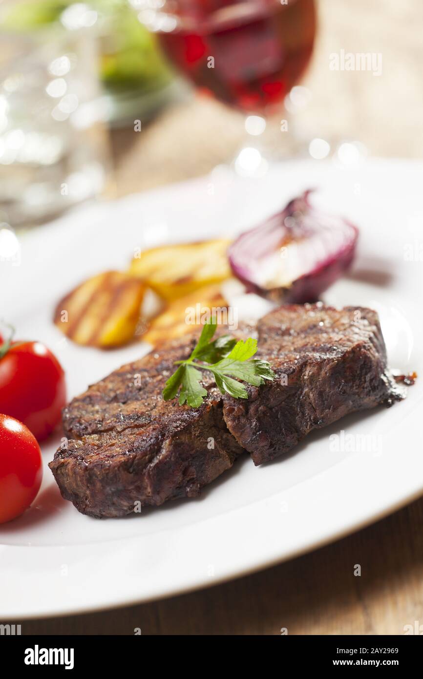 Grilled Steak with Parsley Stock Photo Alamy
