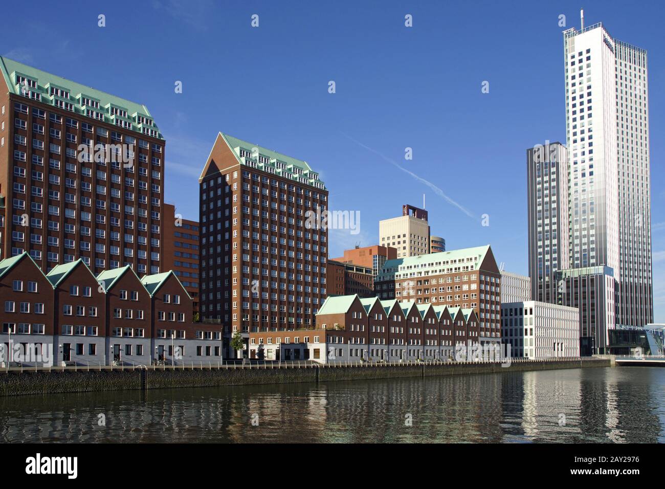 Skyline in Rotterdam, Kop van Zuid (with Maastoren Stock Photo