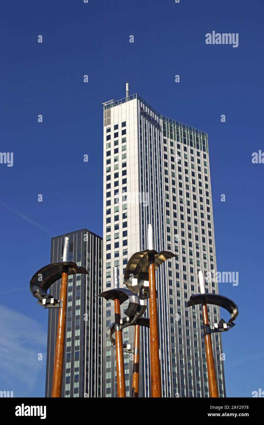 Skyline in Rotterdam, Kop van Zuid (with Maastoren Stock Photo