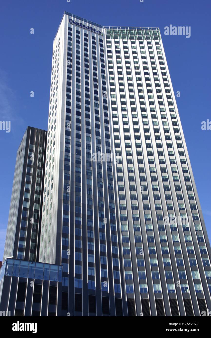 Skyline in Rotterdam, Kop van Zuid (with Maastoren Stock Photo