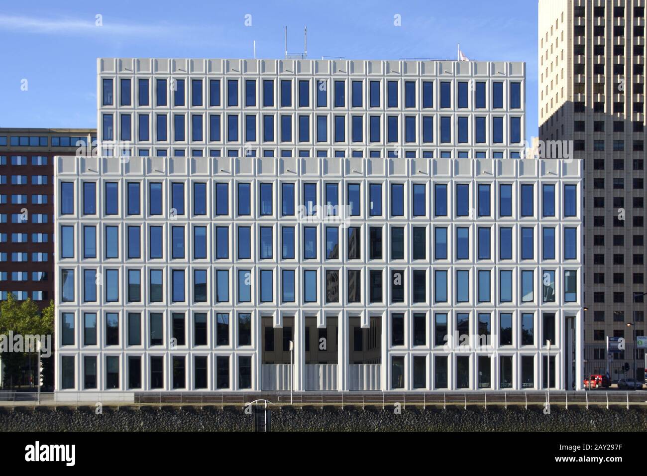 Skyline in Rotterdam, Kop van Zuid, Spoorweghaven Stock Photo