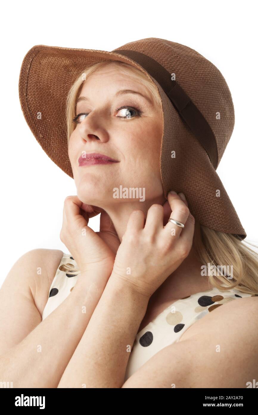 Woman With Hat Stock Photo Alamy