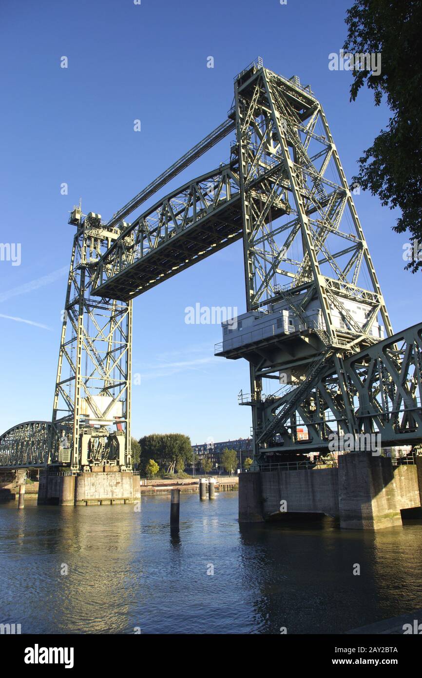 Liftbridge Koningshavenbridge De Hef in Rotterdam, Stock Photo