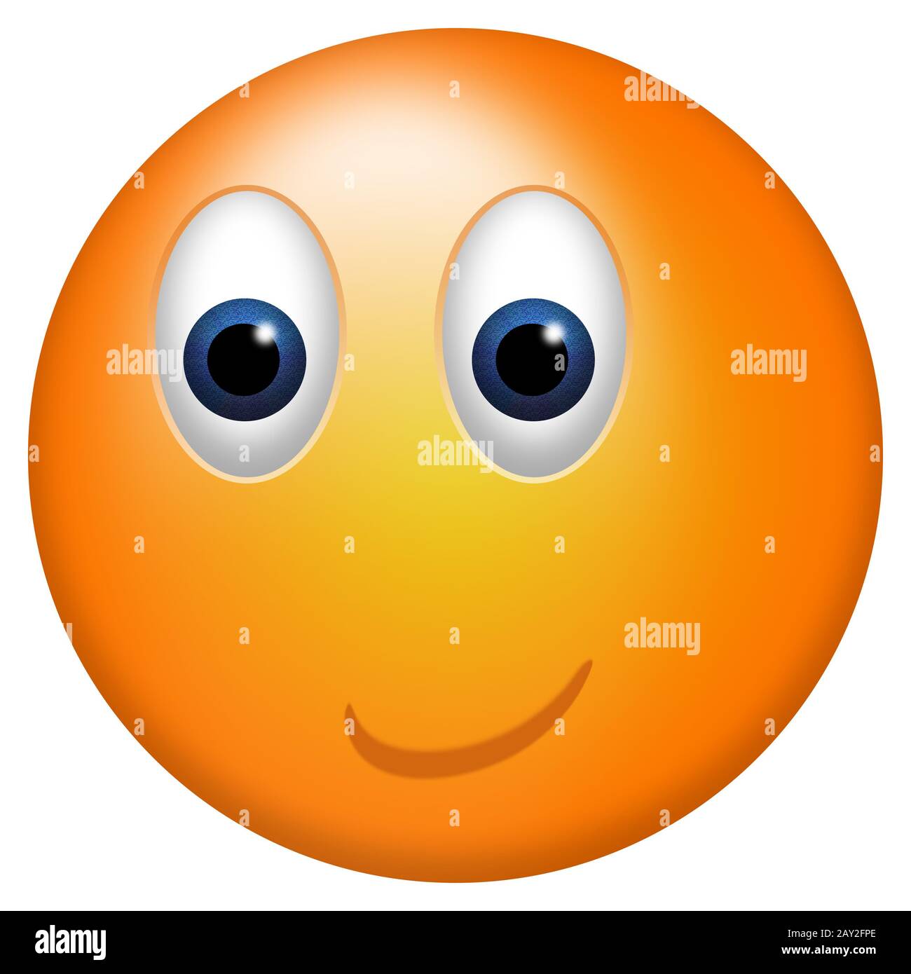 Orange round 3d smiley with big eyes and happy expression. Stock Photo
