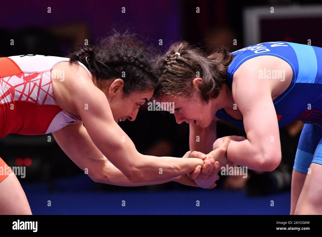 European Championships Women's Wrestling Final 50Kg (Photo by Domenico Cippitelli/Pacific Press) Stock Photo