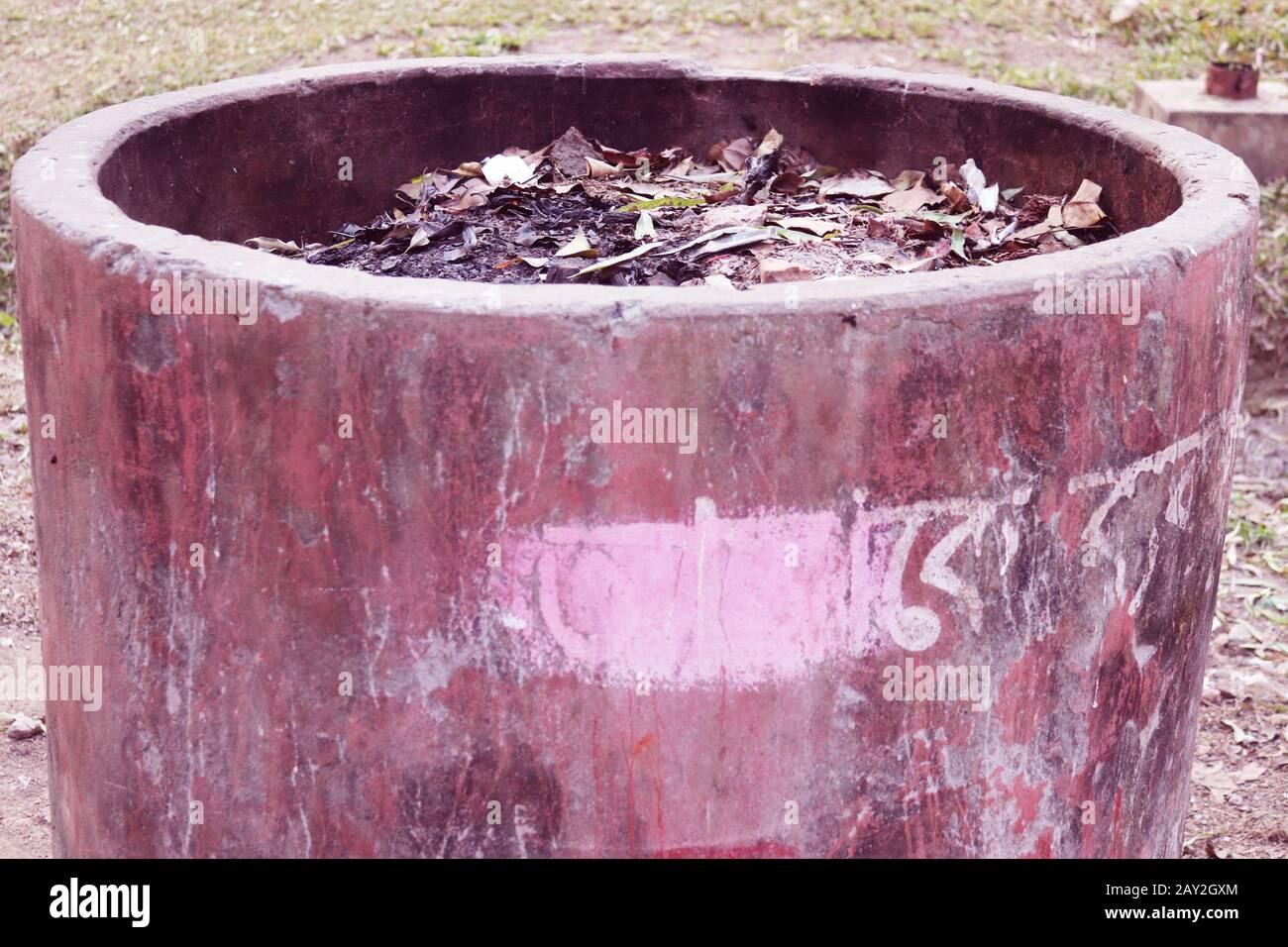 Street Dustbin Beside on Road for Public Uses.Trash cans dust bins on