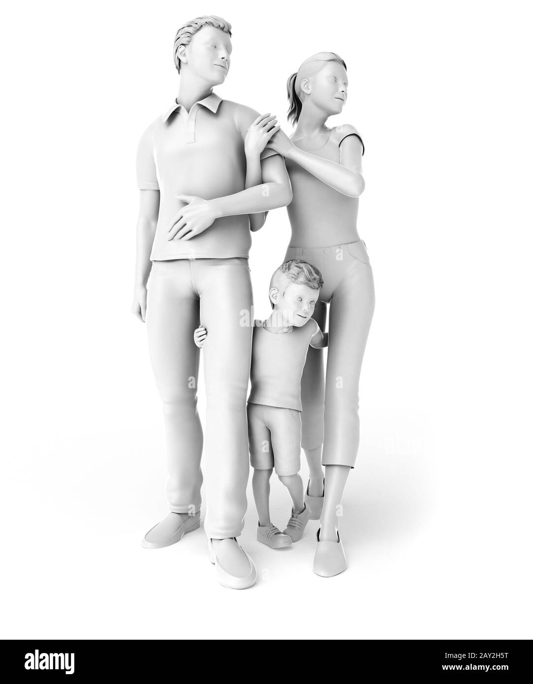 3d rendered illustration of a family Stock Photo