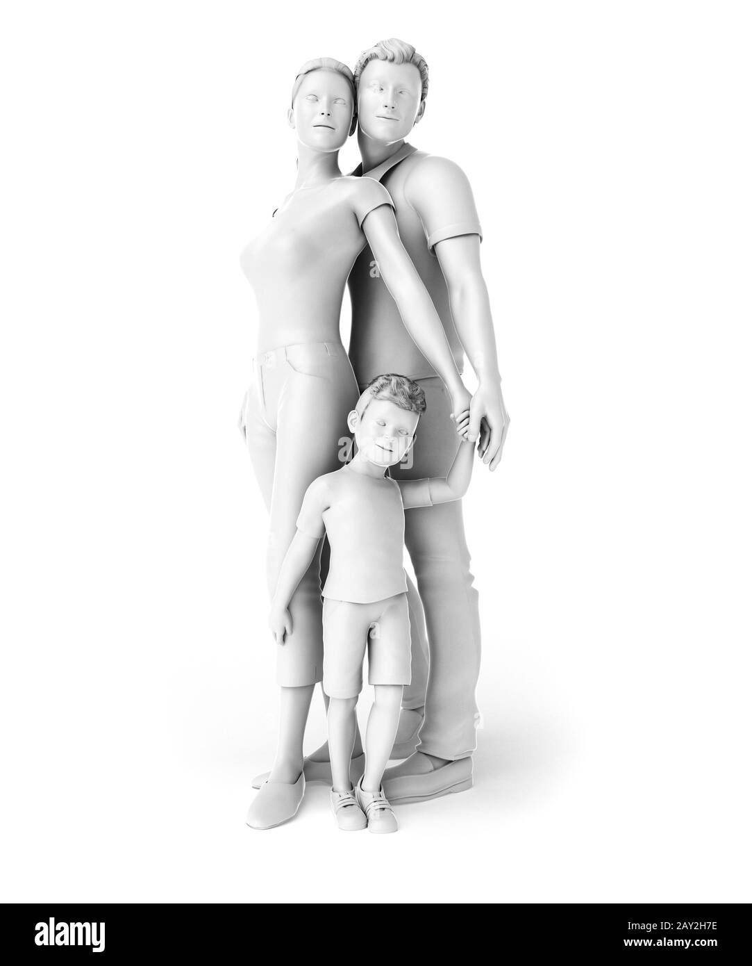 3d rendered illustration of a family Stock Photo