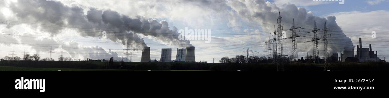 Lignite-fired power plant in the Rhenish lignite mining area Stock Photo