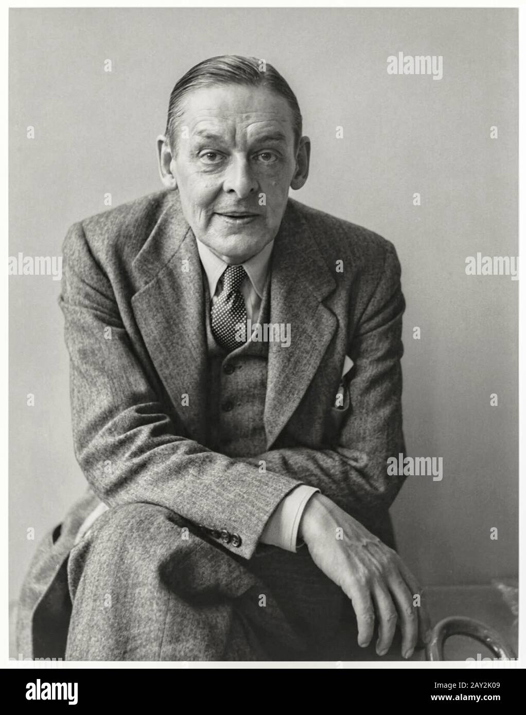 T. S. Eliot [Thomas Stearns Eliot] (1888-1965) British poet and writer best remembered for his modernist poem The Waste Land published in 1922 and winner of the Nobel Prize in Literature in 1948. See more information below. Stock Photo