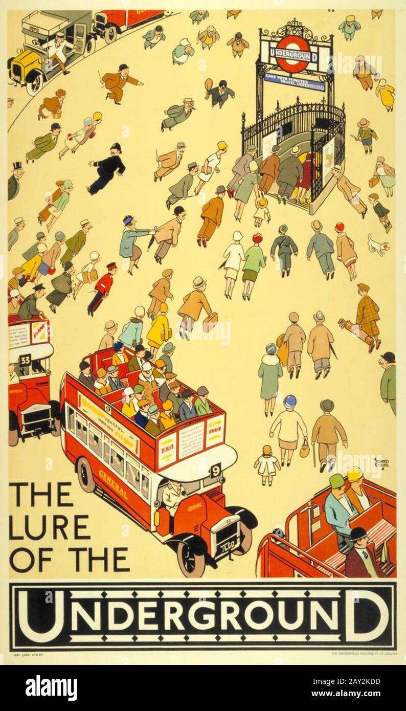 THE LURE OF THE UNDERGROUND 1927 London Transport poster Stock Photo