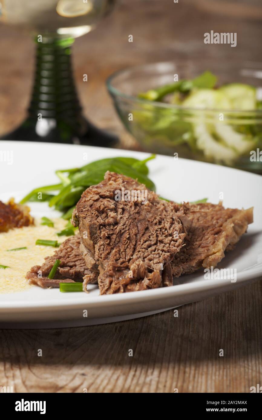 Boiled beef with white wine Stock Photo Alamy