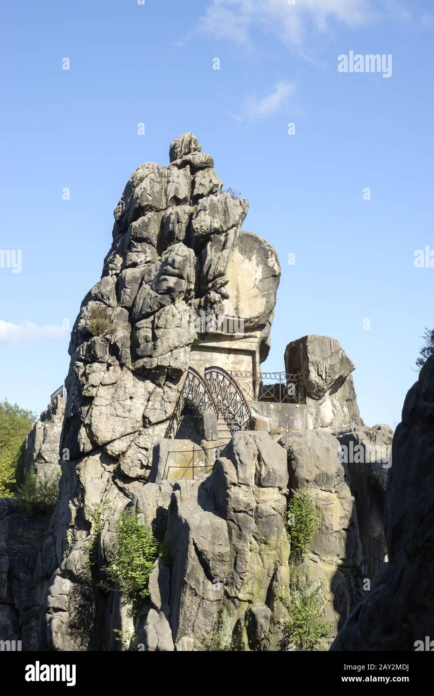 The Externsteine, a mystical nature-memorial in th Stock Photo