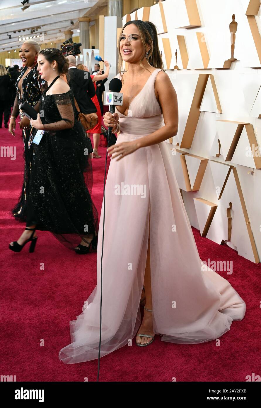 Stephanie Bradford presenting for Univision34 on the red carpet at the 92nd Academy Awards held at the Dolby Theatre in Hollywood, Los Angeles, USA. PA Photo. Picture date: Sunday February 9, 2020. See PA story SHOWBIZ Oscars. Photo credit should read: Jennifer Graylock/PA Wire Stock Photo