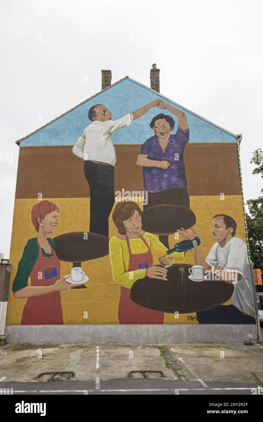 Mural in the Martin-Luther-Viertel in Hamm, German Stock Photo