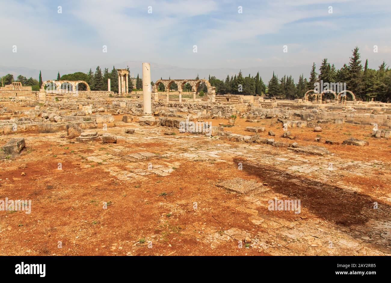 Almost entirely inhabited by Armenians, the village of Anjar is famous for its Umayyad Caliphate ruins, a Unesco World Heritage Site Stock Photo