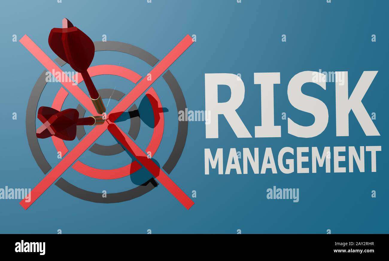 Dart board blue risk management Stock Photo - Alamy