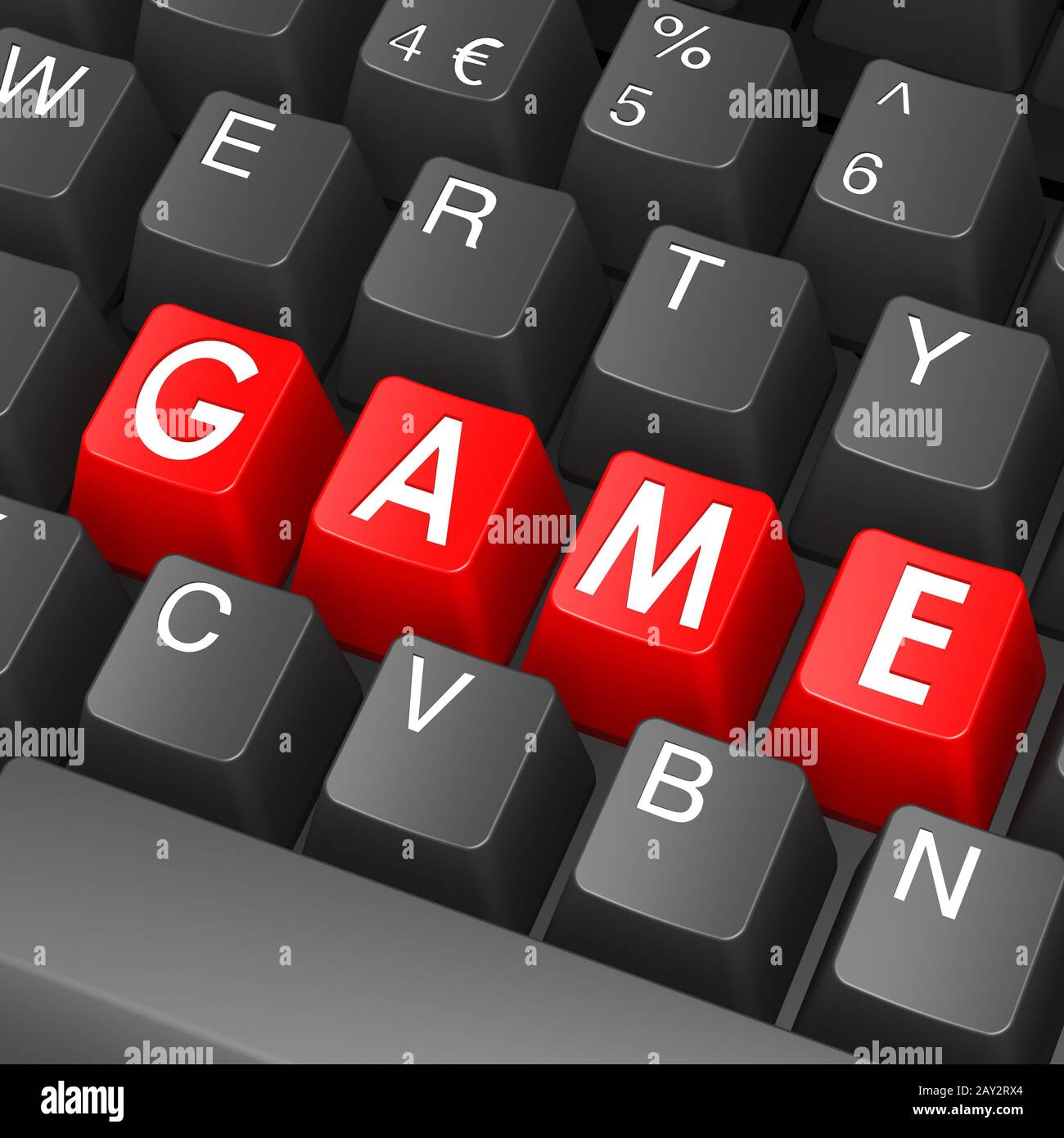 Black keyboard with game word Stock Photo - Alamy