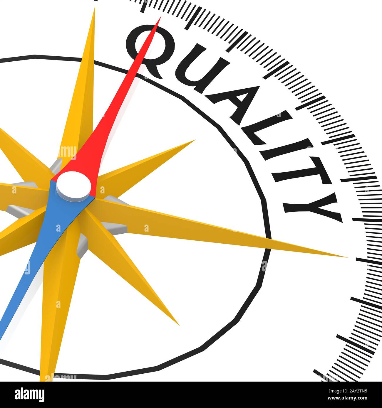 Compass with quality word Stock Photo Alamy