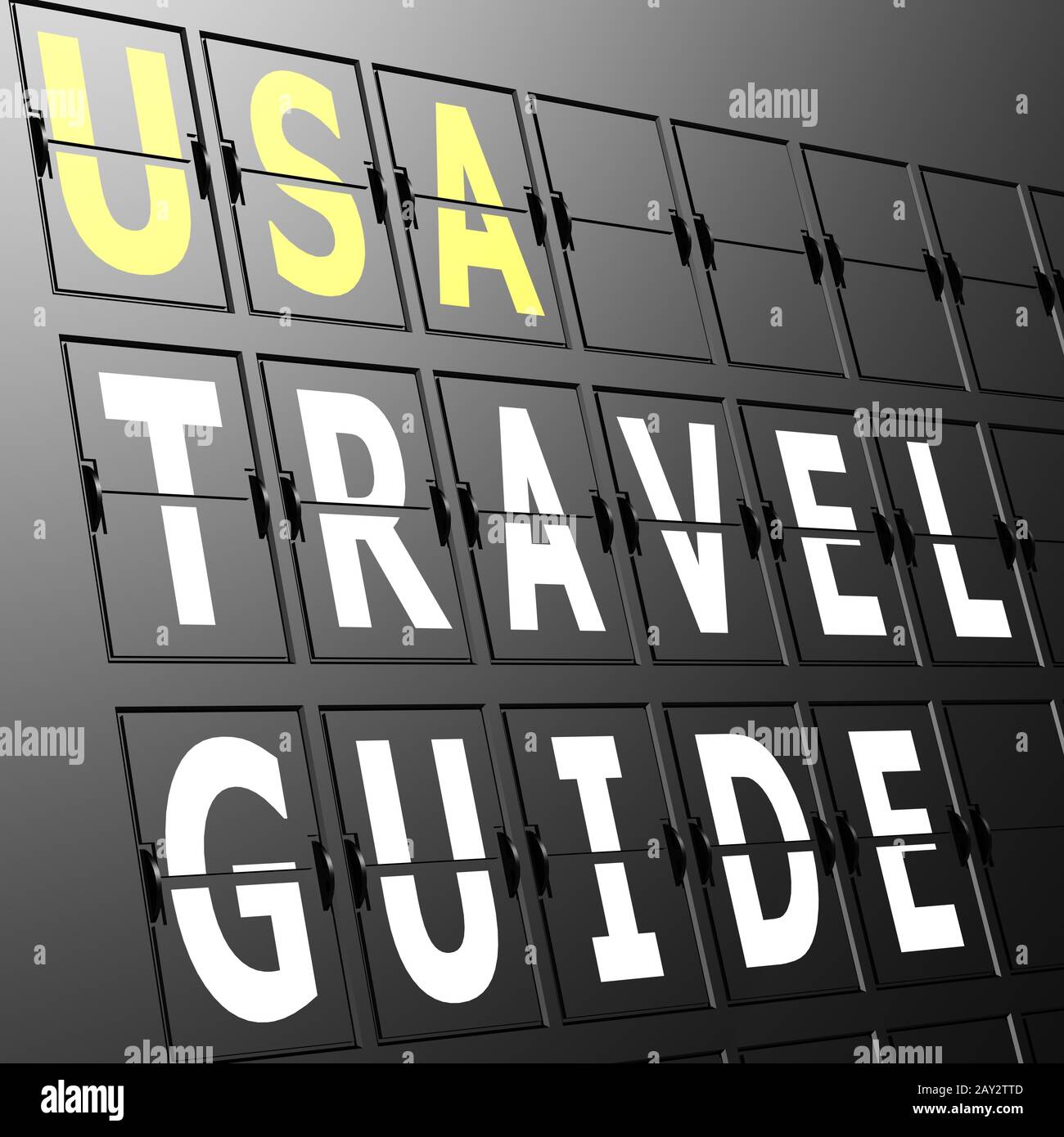 Airport display USA travel guide Stock Photo