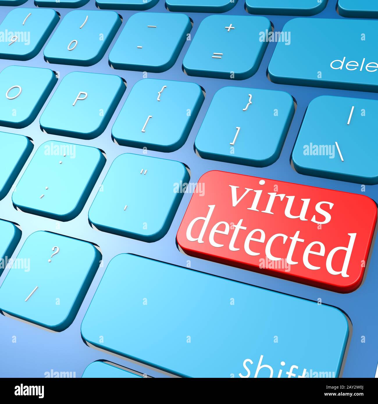 Virus detected  keyboard Stock Photo
