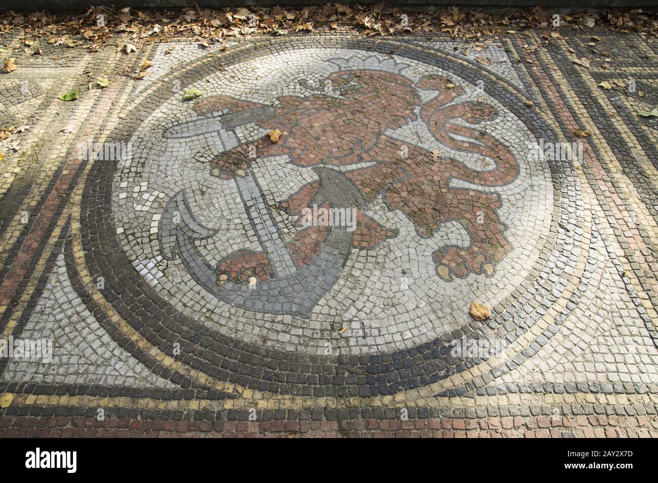Ground mosaic in the Hofgarten, Duesseldorf, Germa Stock Photo