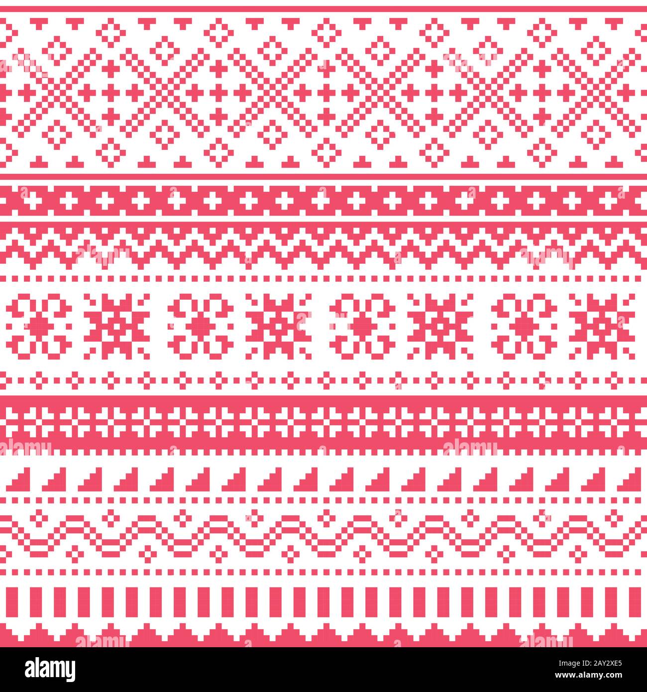 Scottish Fair Isle style traditional knit vector seamless pattern, Shtelands knitwear repetitive design Stock Vector