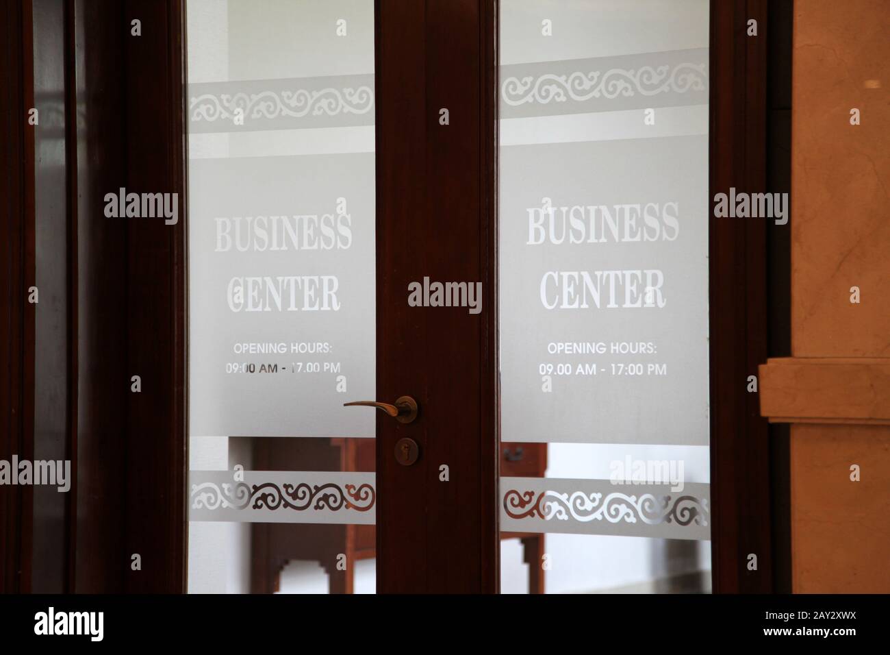Entrance door of a Business centre in a hotel or mall or company Stock Photo