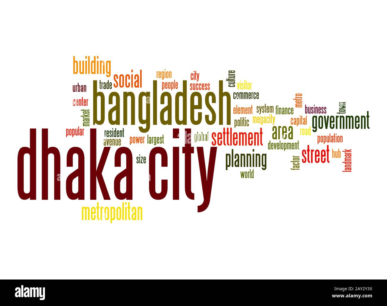 Dhaka City word cloud Stock Photo