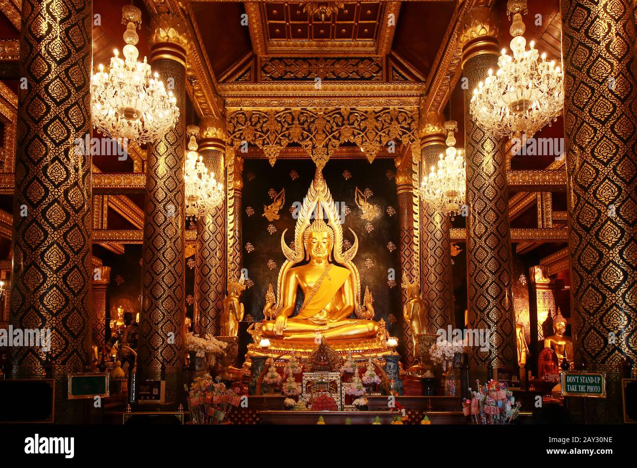 beautiful big golden buddha statue name Phra Phuttha Chinnarat at Wat